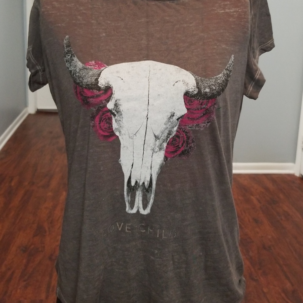 Bull skull with flowers. EXPRESS ONE ELEVEN
